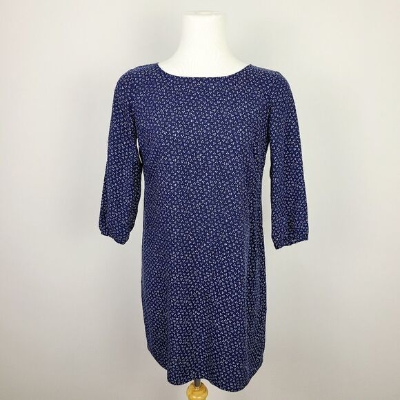 old Navy Long Sleeve Navy Blue Print Mini Dress XS - Picture 2 of 15